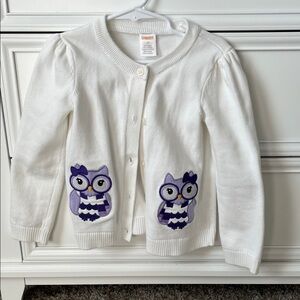 Gymboree White Cardigan with Purple Owls